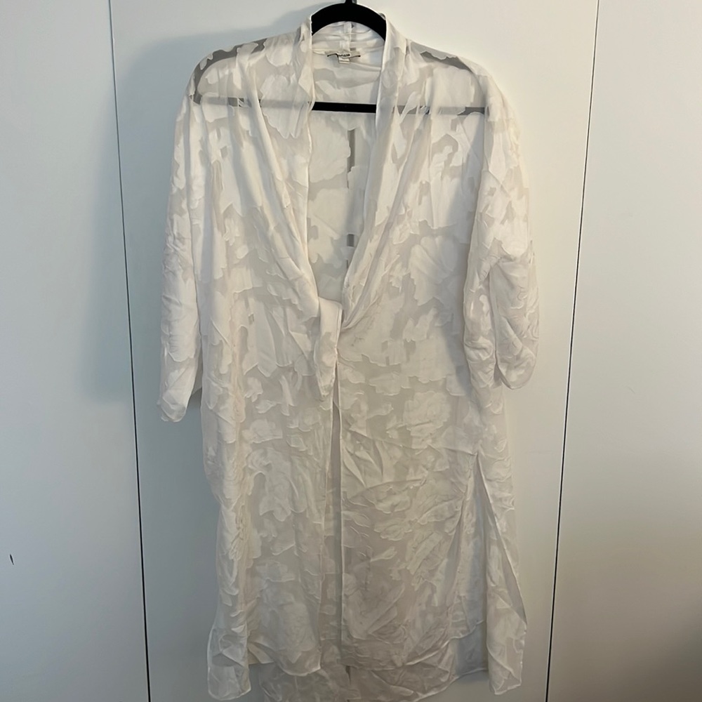 Kensie White Sheer Floral Burnout Lace Kimono